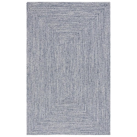 Safavieh 4 x 4 ft. Braided Round Hand Woven Rug; Dark Blue & Ivory BRA201N-4R